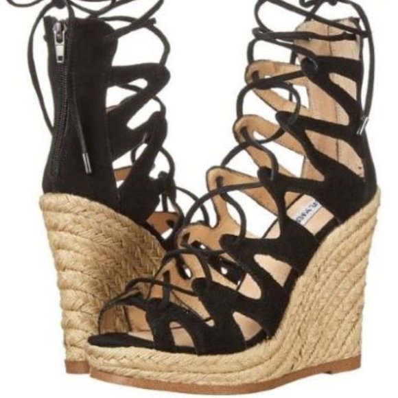 Steve Madden Shoes - Steve Madden Theea Black Suede Wedge, size 7